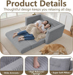 HABUTWAY Folding Sofa Bed, 2 in 1 Convertible Sleeper Chair with Pillow, Portable Fold Out Chair Bed with Armrest, Comfy Floor Couch, Lazy Sofa for Living Room Bedroom Dorm Home Office, Light Grey