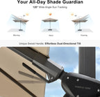 PURPLE LEAF 8.8' X 8.8' Left-right Tilt Patio Umbrella Outdoor Cantilever Swivel Square Umbrella with Tilt Aluminum Offset Umbrella with 360-degree Rotation for Garden Deck Pool Patio Beige