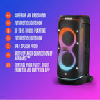 JBL PartyBox 720 - Loudest Battery-Powered Party Speaker with Superior Pro Sound and a Futuristic lightshow  Up to 15 Hours Playtime & IPX4 Splash Proof (Black)