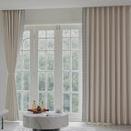 Ivory Cream Cotton Blend Curtain Panels with Trim Design, Pinch Pleat Curtains, Blackout Curtains for Sliding Patio Doors Bedroom (Set of 2) (52W x 96L)