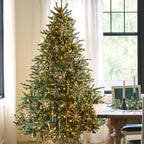 Balsam Hill 7.5ft Pre-Lit Classic Blue Spruce - Artificial Christmas Tree with 1000 Clear Incandescent Lights, Easy Plug Technology, Premium Stand for Indoor Holiday Decorating