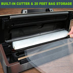 Precision Vacuum Machine,Pro Food Sealer with Built-in Cutter and Bag Storage(Up to 20 Feet Length), Both Auto&Manual Options,2 Modes,Includes 2 Bag Rolls 11”x16' and 8”x16',Compact Design