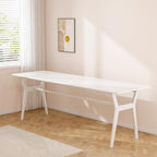 Solid Wood Study Desk - 78.8" Double Long Computer Table for Home Office, 2-Person PC Workstation, White