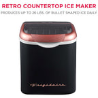 FRIGIDAIRE Retro Compact Ice Maker Machine, Bullet Ice, 26 lb per Day (BlackRoseGold)