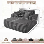 56" Oversized Chaise Lounge Chair Indoor,Plush Faux Fur Sleeper Sofa Couch Bed with Pillows&Wide Armrests,Fluffy Comfy Cloud Couch,Compression Foam Couch for Living Room,Bedroom(Grey)