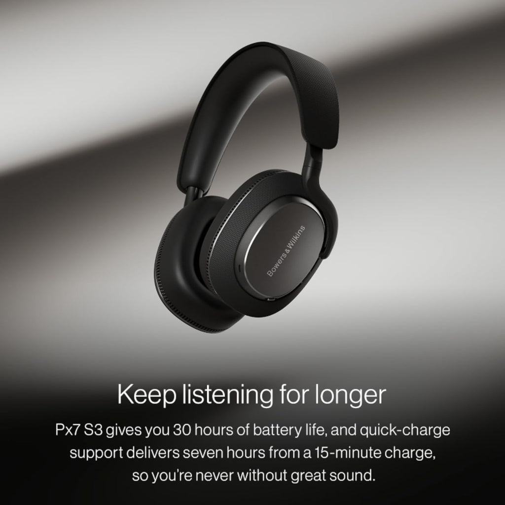 Bowers & Wilkins Px7 S3 Wireless Headphones Over Ear Noise Cancelling  Active Noise Cancelling & Transparency Mode  Hi-Res Sound  Bluetooth  30-Hr Playtime  Quick Charge  Canvas White