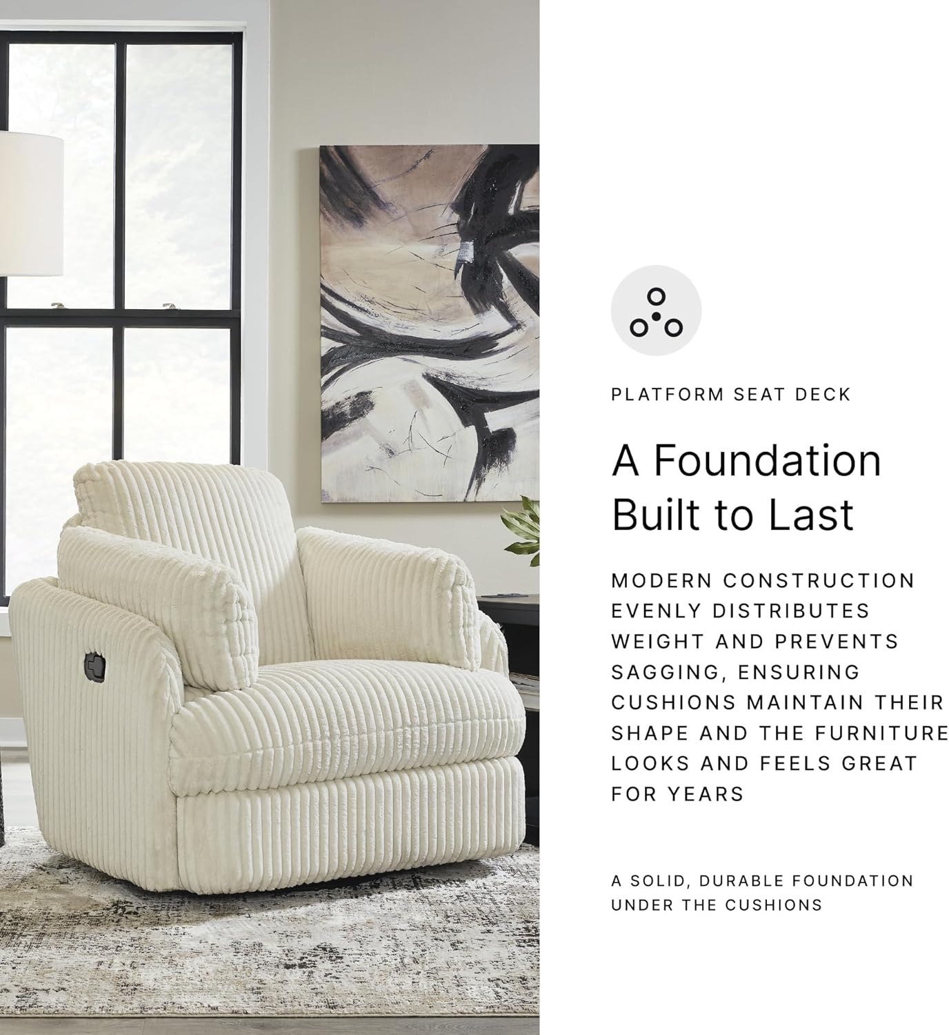 Signature Design by Ashley Tie-Breaker Casual Swivel Glider Recliner with Hidden Storage, White