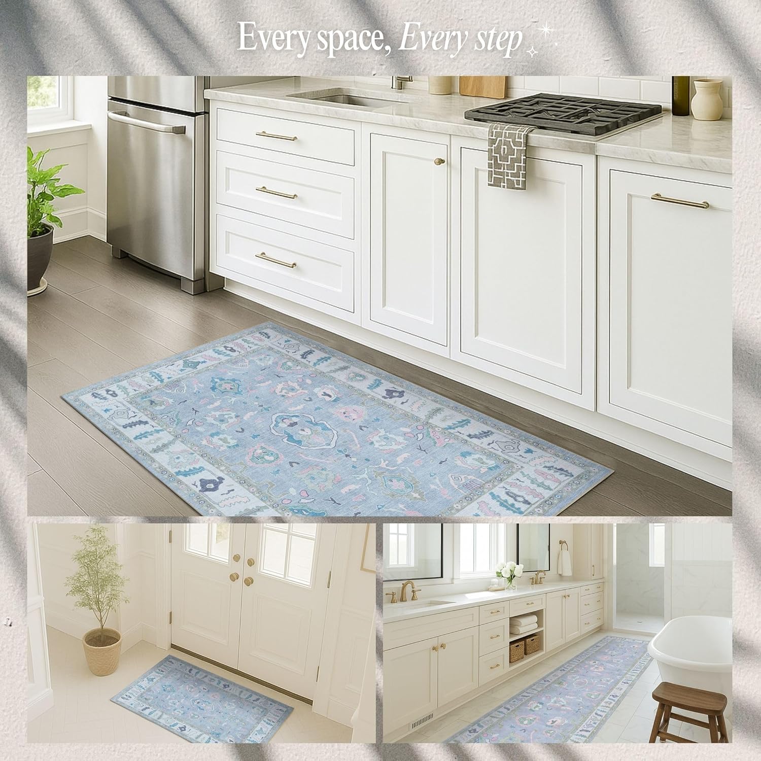 Fame Rugs Lavender Modern Oushak Rug 8x10, Vintage Turkish Colorful Oriental Washable Antique Inspired Large Area Rugs, Luxury Living Room Bedroom (386PBL, 7'6 x 10')