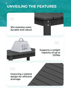 SERWALL Outdoor Coffee Table, HDPE Patio Coffee Table for Outside, Rectangle, Black