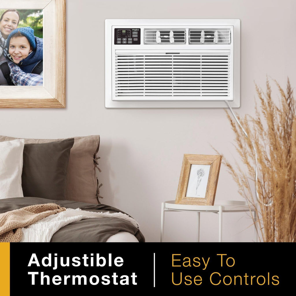 Whirlpool 14,000 BTU 230V Through-the-Wall Air Conditioner with Supplemental Heat, Dehumidifier and Remote, Wall AC Unit for Apartment, Living Room and Large Rooms up to 700 Square Feet in White