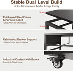Mini Fridge Stand Cabinet Table Station With Storage Drawers For Dorm Refrigerator To Sit On, Heavy Duty Small Cart With Wheels, Black Office Beverage Shelf and Power Outlet, Sturdy Bedroom Nightstand