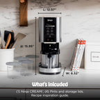Ninja CREAMi | Ice Cream Maker Bundle | Includes (4)16 oz. Tubs for Gelato, Mix-ins, Milkshakes, Sorbet, Smoothie Bowls & More| 7 One-Touch Programs| Compact Size| Perfect for Kids | Silver
