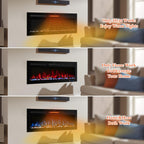 60" Smart WiFi Electric Fireplace Insert, 13 Flame & Fuel Bed with Automatic Cycle, Fireplace Heater with APP Control & Thermostat, Timer, Recessed and Wall Mounted