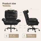 Bestier Cross Legged Office Chair Criss Cross Chair with Adjustable Arms 135° Reclining PU Leather Executive Chair with Wheels Big and Tall Computer Desk Chair for Home Office Black