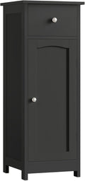 Iwell Bathroom Storage Cabinet, Small Bathroom Floor Cabinet with Drawer & Storage Shelf, Free-Standing Organizer Cabinets for Hallway/Living Room, Black