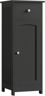 Iwell Bathroom Storage Cabinet, Small Bathroom Floor Cabinet with Drawer & Storage Shelf, Free-Standing Organizer Cabinets for Hallway/Living Room, Black