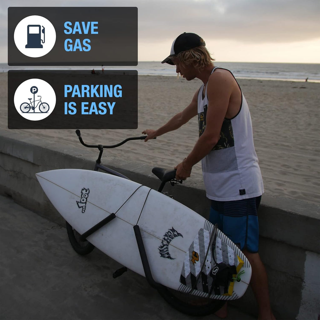 Ho Stevie! Surfboard Bike Rack - Fits Most Bikes, Easy Install, for Surf Boards 8 Feet Or Shorter - Cruise to Your Surf Spot