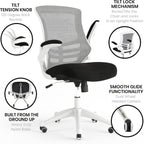 Flash Furniture Kelista Office Chair, Ergonomic, Mid-Back, White Frame, Black Mesh with Swivel
