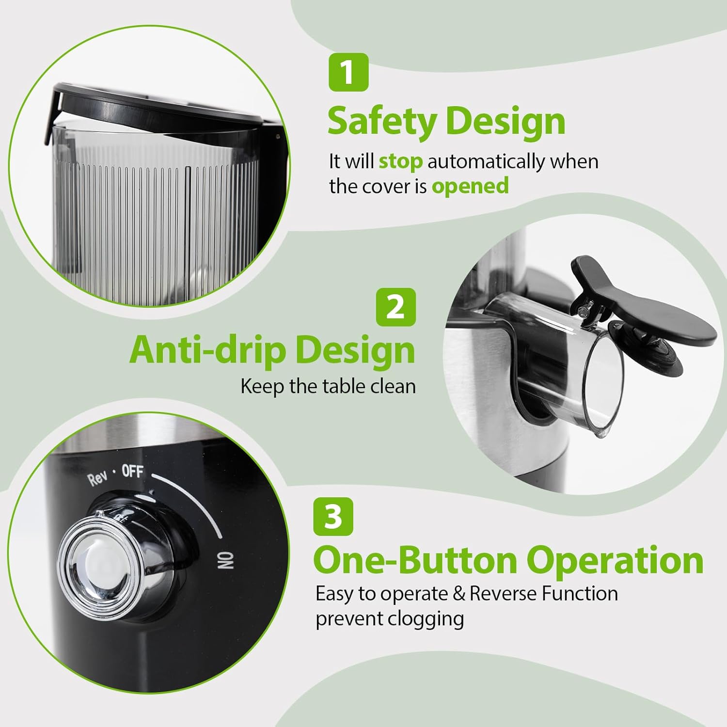 Cold Press Juicer For Whole Fruits, Aeitto Juicer Machines with Large Feed Chute, Self Feeding Juice Extractor Machine, Easy to Assemble, Easy to Clean & Use, High Juice Yield