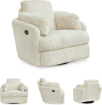 Signature Design by Ashley Tie-Breaker Casual Swivel Glider Recliner with Hidden Storage, White