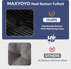 MAXYOYO 6" Futon Mattress Full Size, Tufted Futons Sofa Couch Bed with Twisted Rope Design Edging, Thick Corded Fabric Floor Mattress for Adults, Shredded Foam Filling (Frame Not Included), Black