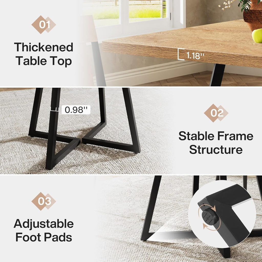 Tribesigns Square Dining Table for 2, 31.5" Modern Dinner Table with Metal Base, Kitchen Table for Dining Room, Small Space, Apartment,Natural & Black