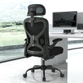 Office Chair for Back & Neck Pain Relief, Virgin Foam Seat, 2D Adjustable Lumbar & 3D Headrest, Flip-Up Armrests, Tilt & Rock for Relaxation, Black/Carbon Fiber