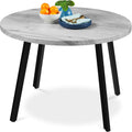 Best Choice Products Round Dining Table 35.5”, Mid-Century Modern Kitchen Table for 2-4 People, Small Space Apartment Dinette, Wood Top W/Steel Legs - Gray