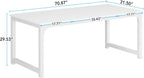 LITTLE TREE 70.9 Inch Large Dining Table Rectangular Kitchen Furniture for 6 to 8 People, White