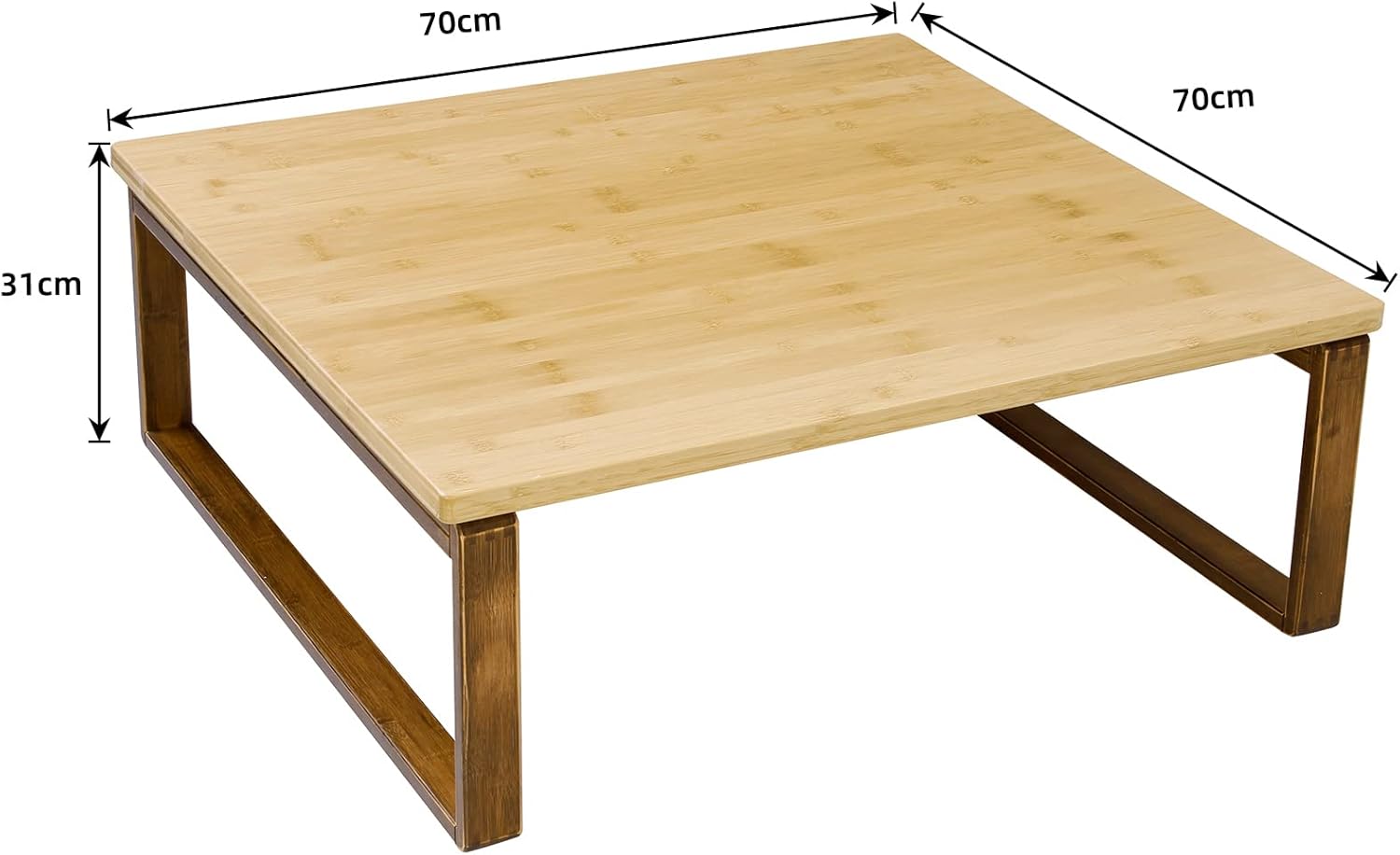 soges Small Foldable Coffee Table, Wooden Low Table for Sitting on The Floor, Bamboo Floor Desk, Japanese Dining Table, Tatami Table for Living Room Bedroom, 60HSLZCT03BB