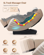 RELX Massage Chair Full Body, 15 Modes Zero Gravity SL-Track Shiatsu Massage Chair Built-in Heat System, Airbag Massage with Body Scan, Deep Yoga Stretch, Calfrest Extension and AI Control(Cream)