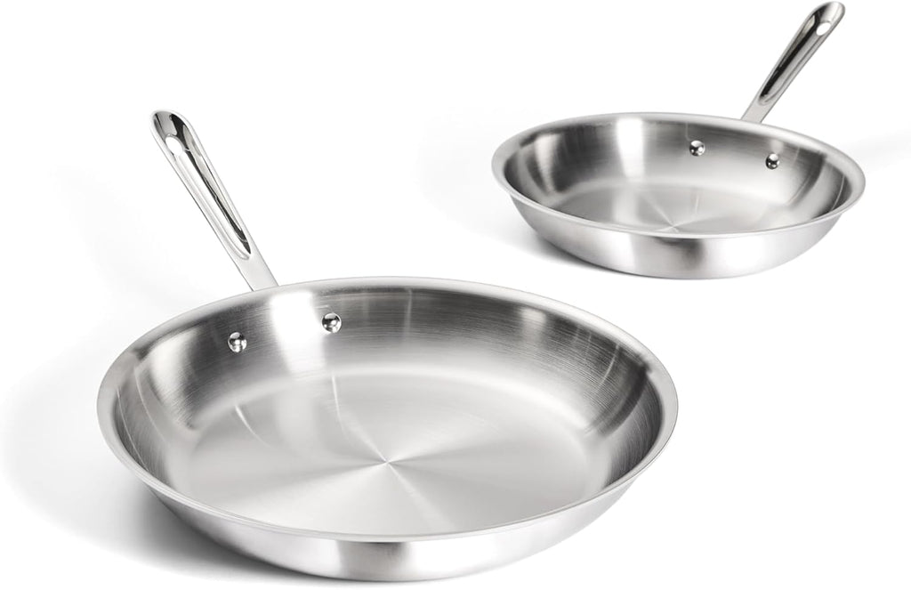 All-Clad D3® Stainless Steel 10 and 12 inch Frying Pans Set - Made in the USA- The Original Bonded Professional Cookware- Oven Safe & Induction Compatible
