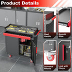 Kelueo Metal Garage Storage Cabinet with Wheels,Lockable Storage Cabinets with Adjustable Shelf,Steel Tool Locker with Pegboard and Handle for Garage,Warehouse