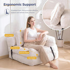 MAXYOYO Folding Sofa Bed, L-Shaped Convertible Sofa Foldable Sleeper Couch with Pillow, Portable Fold Out Chair Bed with Armrest Comfy Floor Lounge for Living Room Bedroom, Beige