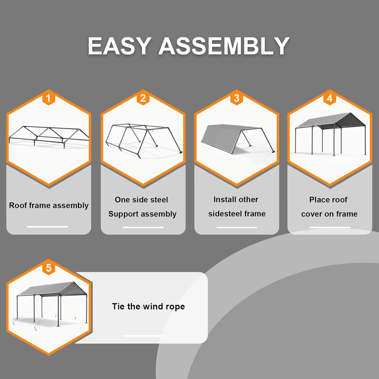 Outdoor Carport 10x20 Ft Heavy Duty Carport Portable Garage Waterproof and UV Resistant with Reinforced Structure for Trucks and Cars