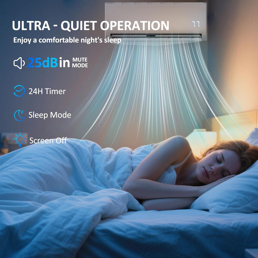 9000 BTU Wifi Enabled Mini Split Air Conditioner, Works with Alexa, 19 SEER2 115V Split AC Unit and Heat Cool Up to 450 Sq.Ft, Ductless Inverter System with Heater Pump & Installation Kits