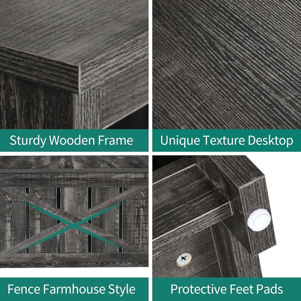YITAHOME Coffee Tables Farmhouse Coffee Table with Storage Rustic Wood Cocktail Table,Square Coffee Table for Living Meeting Room with Half Open Storage Compartment,Dark Rustic Oak