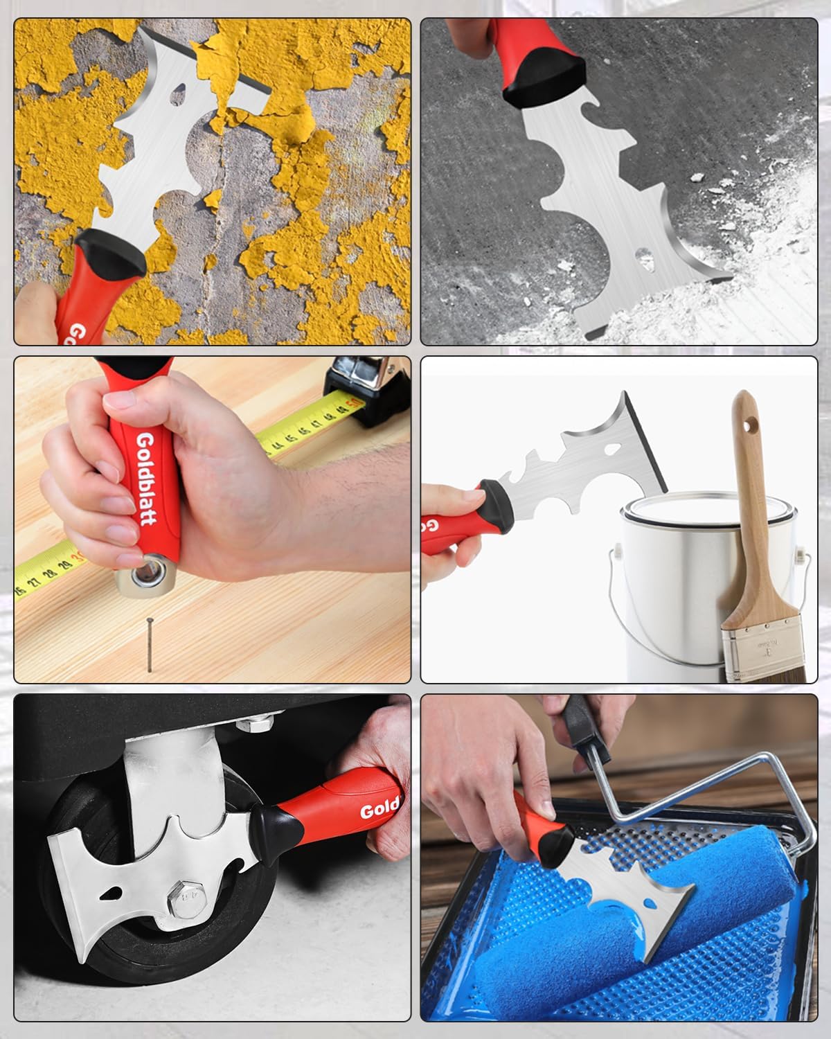 Goldblatt Drywall Hand Tool Kit - 14 in 1, 6 Pieces Stainless Steel Joint Knife, Taping Knives, Paniter Scraper, Mud Pan
