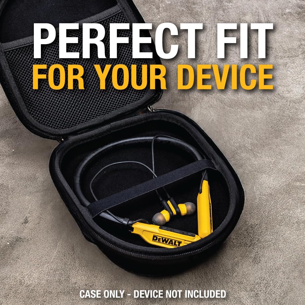 DEWALT Black Edition Pro Audio Bundle: Heavy-Duty 2-in-1 Bluetooth Neckband Headphones + Rugged EVA Travel Case