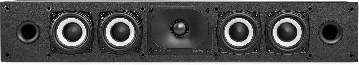 Polk Monitor XT35 Slim Center Channel Speaker - Hi-Res Audio Certified  Dolby Atmos & DTS:X Compatible  1" Terylene Tweeter & Four 3" Dynamically Balanced Woofers  Wall-Mountable  Midnight Black