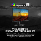 msi MPG 271QR QD-OLED X50 27-inch 2560 x 1440 (QHD) Gaming Monitor  500Hz  AMD Adaptive-Sync  HDR Ready  HDMI  VGA Port  VESA Mountable  Tilt  4-Side Slim Bezel  0.03ms  Black