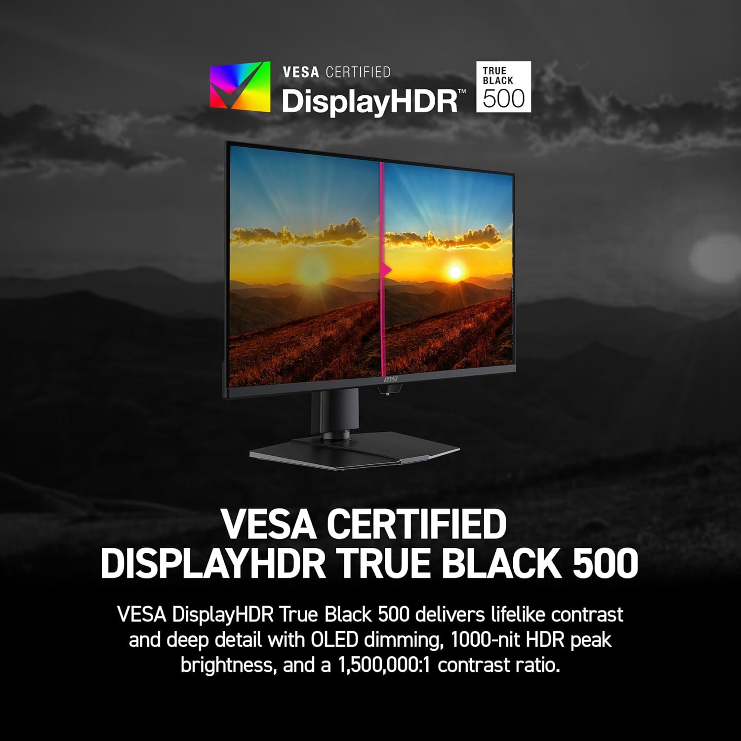 msi MPG 271QR QD-OLED X50 27-inch 2560 x 1440 (QHD) Gaming Monitor  500Hz  AMD Adaptive-Sync  HDR Ready  HDMI  VGA Port  VESA Mountable  Tilt  4-Side Slim Bezel  0.03ms  Black
