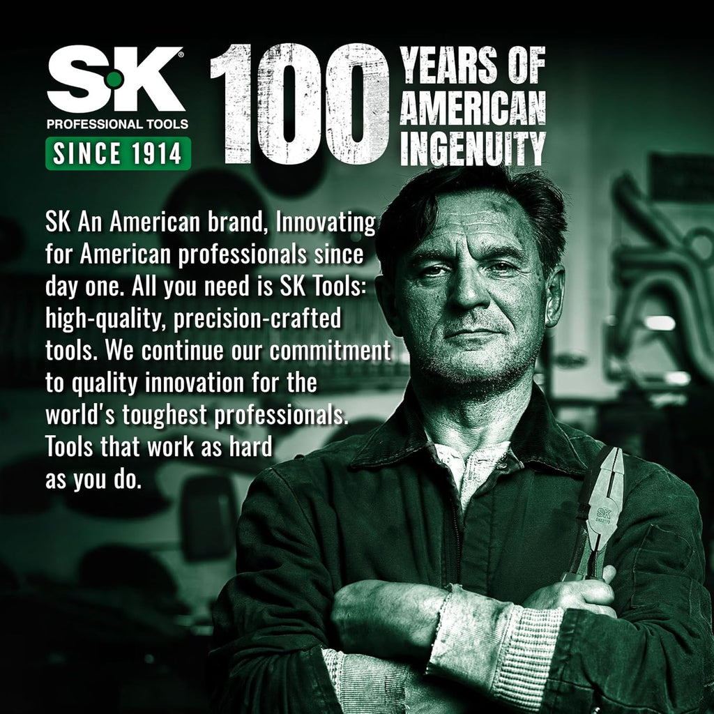 SK 5-Piece Pliers Set, 8" Adjustable Joint, 8", 10" and 12" Quick Adjust V-Jaw Groove Joint, 10" Pliers Wrench, Premium CR-V Construction, with EVA Foam Tool Organizer