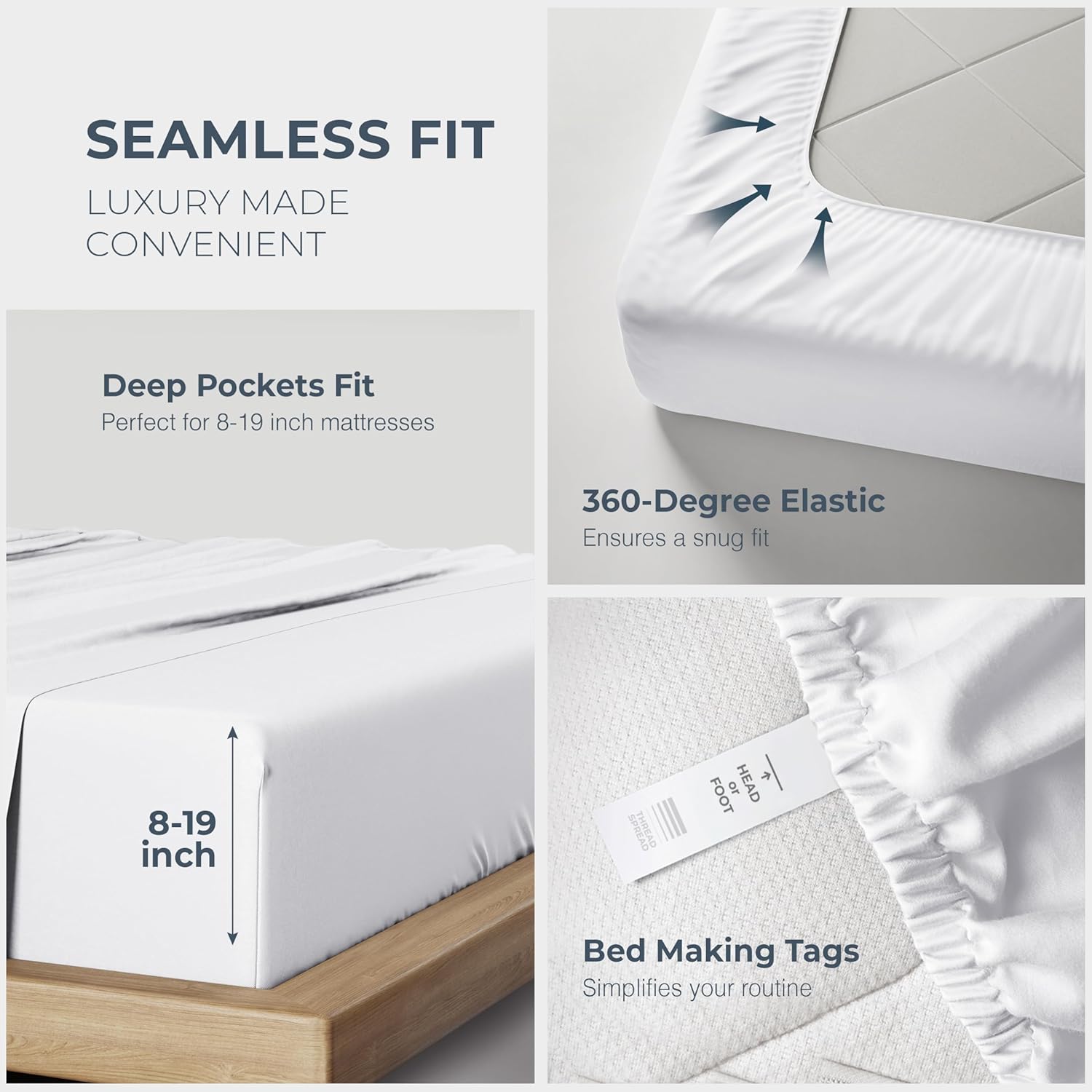 THREAD SPREAD 100% Egyptian Cotton Sheets California King Size - 1500 Thread Count 4 PC Cal King Sheets Egyptian Cotton, Soft, Cooling Sateen Sheet, High Thread Count Sheet California King - White