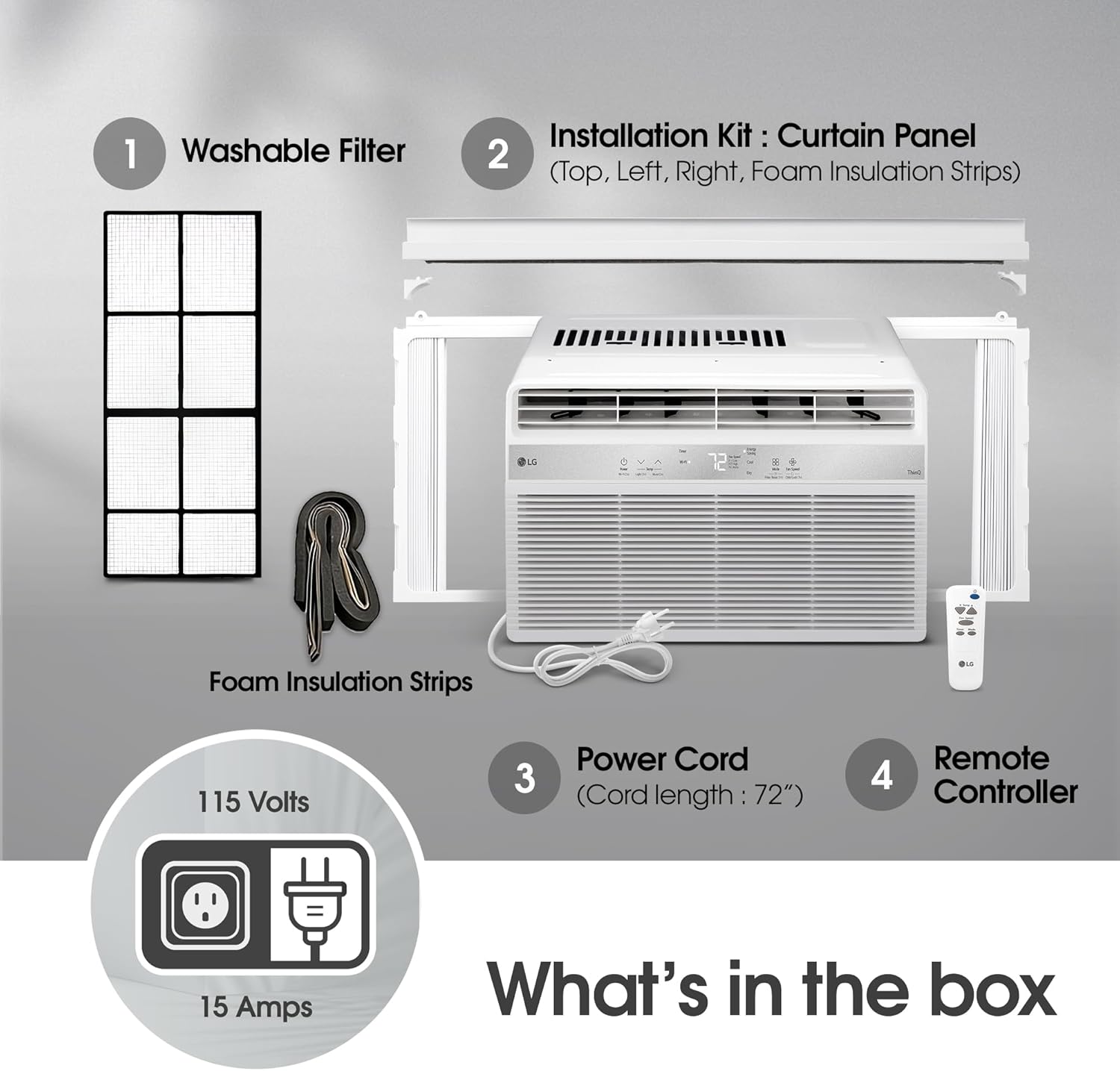LG 6000 BTU Window Air Conditioner2024 New Remote Control, WiFi Enabled works with LG ThinQ, Alexa, Hey Google, Washable Filer Ultra-Quiet Cools Small Room up to 250 Sq.Ft AC Unit White LW6024RSMX