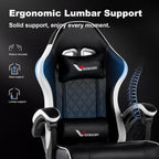 Gaming Chair for Adults, Computer Chair with Footrest and Pocket Spring Cushion,Comfortable Ergonomic Video Game Chair with Lumbar Support and Headrest for Office Home (White)