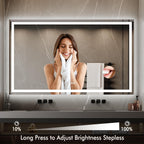 GarveeHome 60x36 LED Bathroom Mirror with Lights, Dimmable, Anti-Fog, Backlit + Front Lit, and 3X Magnification Mirror, Smart Bathroom Vanity Mirror for Wall, Memory Function, Shatter-Proof