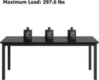 Garvee 79 in Dining Table for 6, Farmhouse Wooden Kitchen Tables for Family, Rectangular Industrial Style Dining Room Table with Sturdy Metal Frame, Long Desk for Restaurant, Kitchen, Office,Black