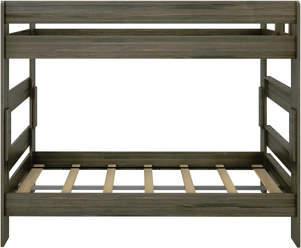 Max & Lily Bunk Bed, Twin-Over-Twin Bed Frame For Kids, Solid Wood Bunk Bed for Kids, No Box Spring NeededBarnwood Brown