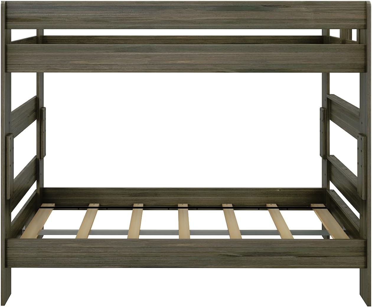 Max & Lily Bunk Bed, Twin-Over-Twin Bed Frame For Kids, Solid Wood Bunk Bed for Kids, No Box Spring NeededBarnwood Brown